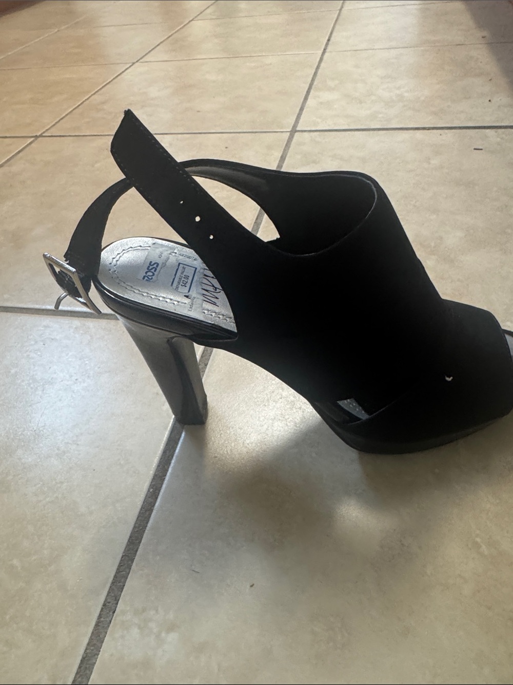 Impo Black Peep-Toe Slingback Platform Heel